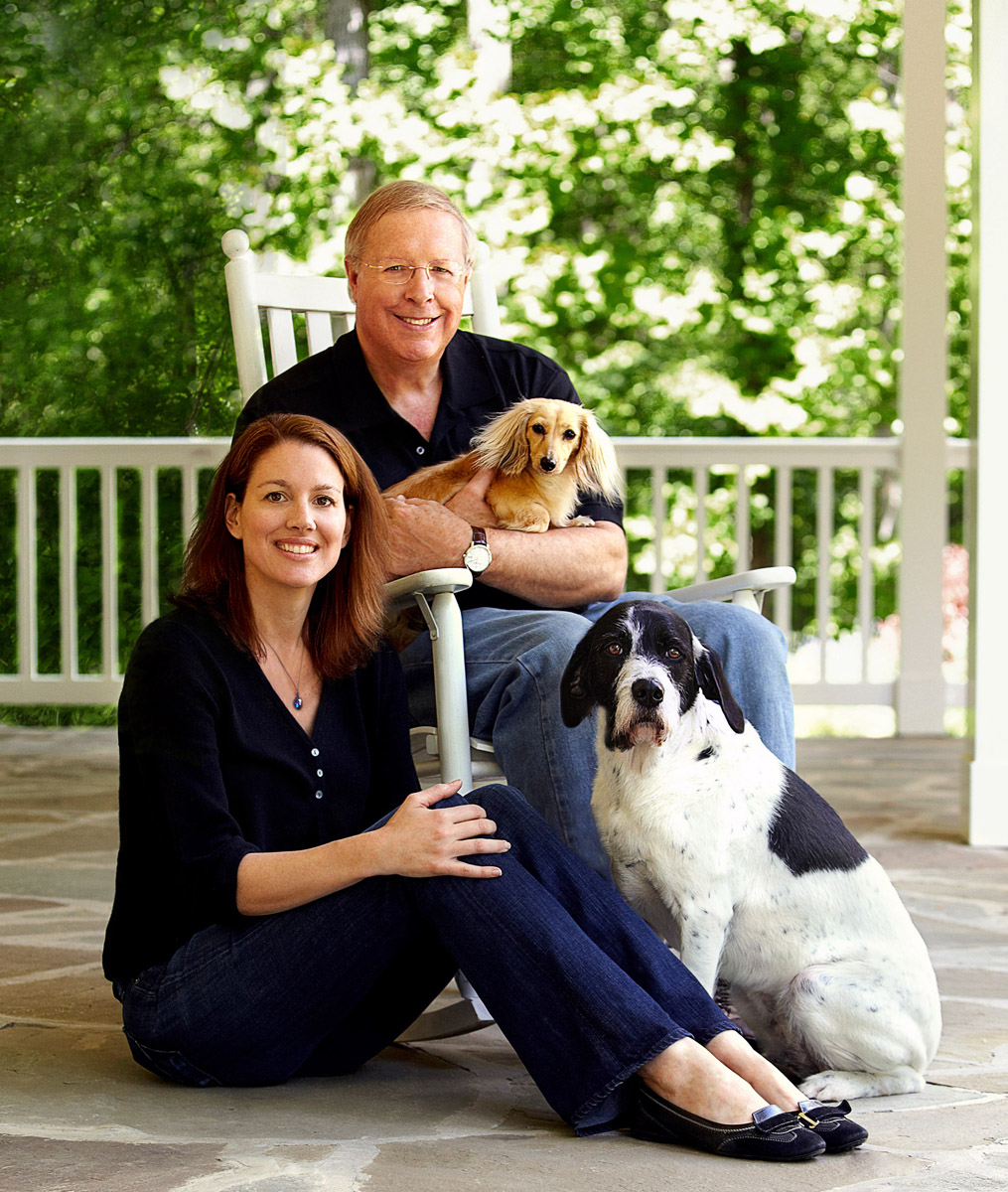 Couple on Porch with Dogs