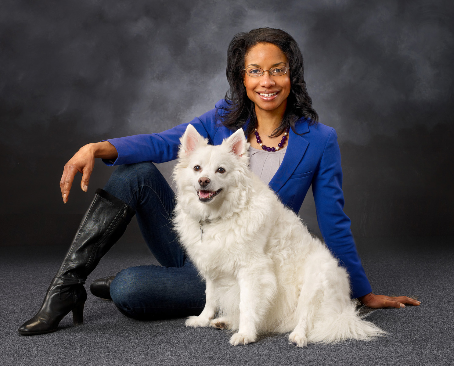 Woman with Dog in Studio